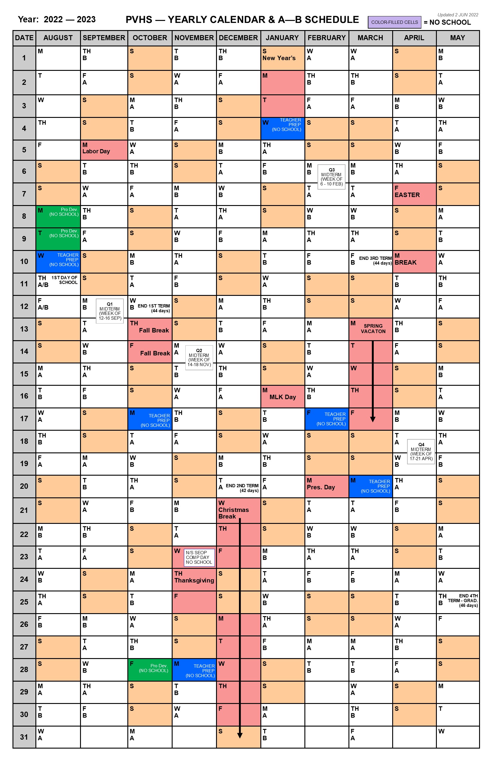 Yearly A B Calendar